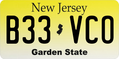 NJ license plate B33VCO