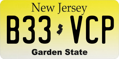 NJ license plate B33VCP