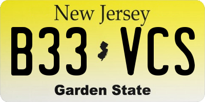 NJ license plate B33VCS