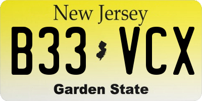 NJ license plate B33VCX