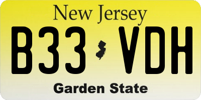 NJ license plate B33VDH