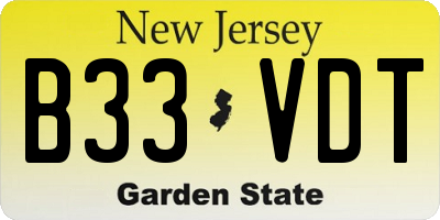 NJ license plate B33VDT