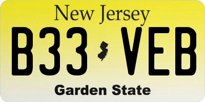 NJ license plate B33VEB