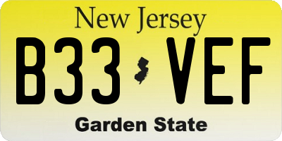 NJ license plate B33VEF