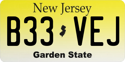 NJ license plate B33VEJ