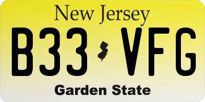 NJ license plate B33VFG