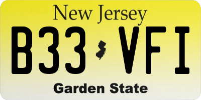 NJ license plate B33VFI