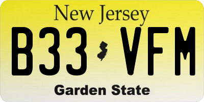 NJ license plate B33VFM