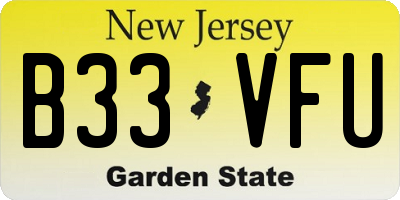 NJ license plate B33VFU