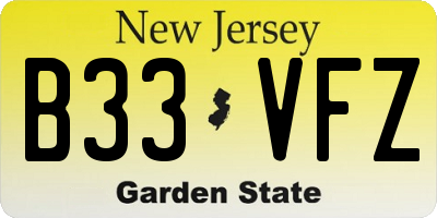 NJ license plate B33VFZ