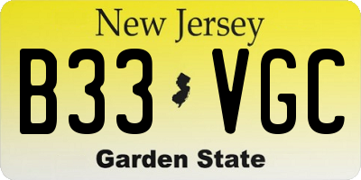NJ license plate B33VGC