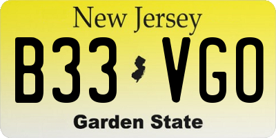 NJ license plate B33VGO