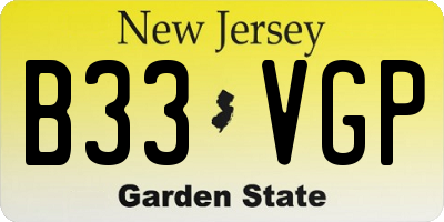 NJ license plate B33VGP