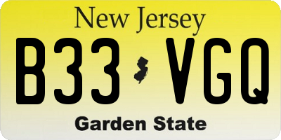 NJ license plate B33VGQ