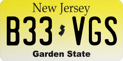 NJ license plate B33VGS