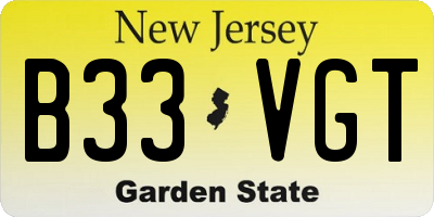 NJ license plate B33VGT