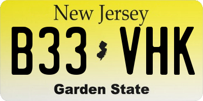 NJ license plate B33VHK