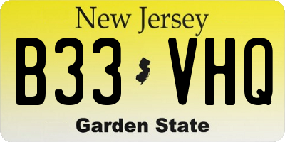 NJ license plate B33VHQ