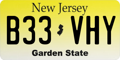 NJ license plate B33VHY