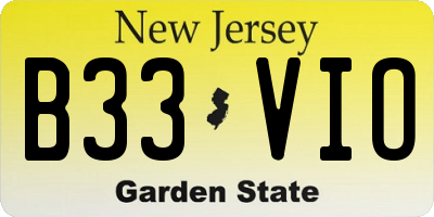 NJ license plate B33VIO
