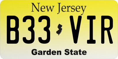 NJ license plate B33VIR