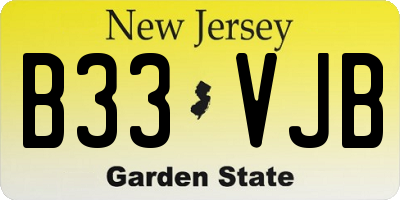 NJ license plate B33VJB