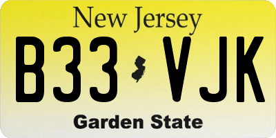 NJ license plate B33VJK