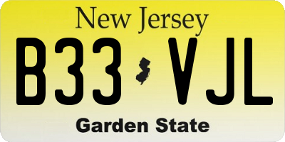 NJ license plate B33VJL