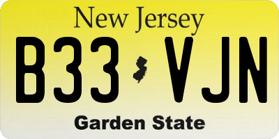 NJ license plate B33VJN