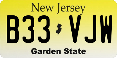 NJ license plate B33VJW