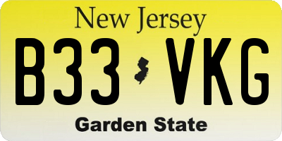 NJ license plate B33VKG