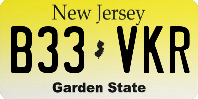 NJ license plate B33VKR
