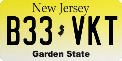 NJ license plate B33VKT