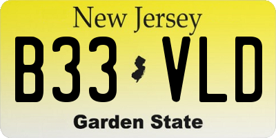 NJ license plate B33VLD