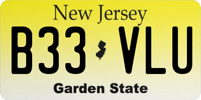 NJ license plate B33VLU