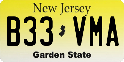 NJ license plate B33VMA