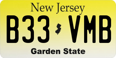 NJ license plate B33VMB