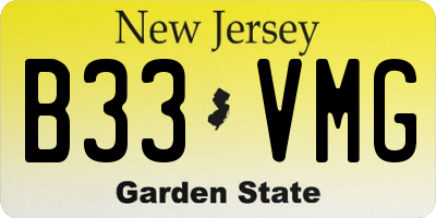 NJ license plate B33VMG
