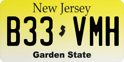 NJ license plate B33VMH