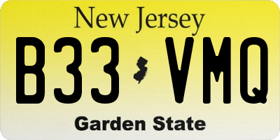 NJ license plate B33VMQ