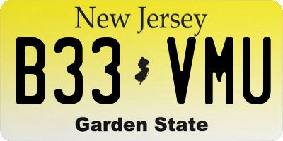 NJ license plate B33VMU