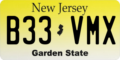 NJ license plate B33VMX