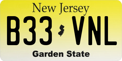 NJ license plate B33VNL