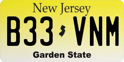 NJ license plate B33VNM