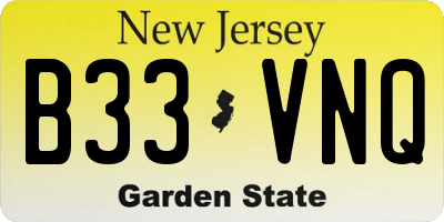 NJ license plate B33VNQ