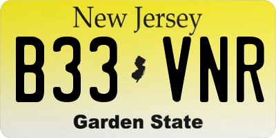 NJ license plate B33VNR