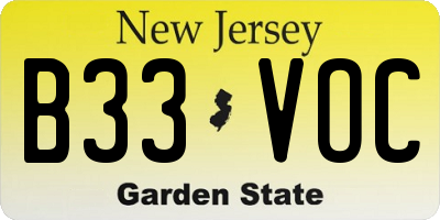 NJ license plate B33VOC