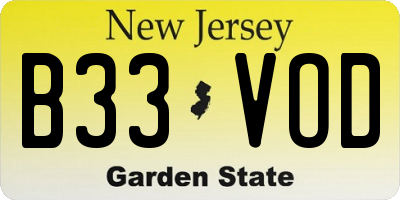 NJ license plate B33VOD