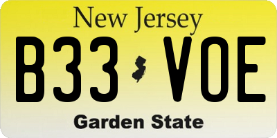 NJ license plate B33VOE