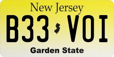 NJ license plate B33VOI